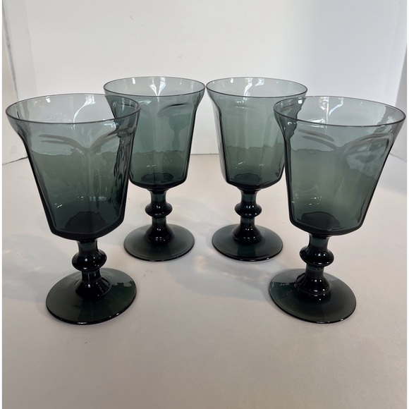 Set of 4 Smokey Gray-Blue Goblets - Picture 8 of 8